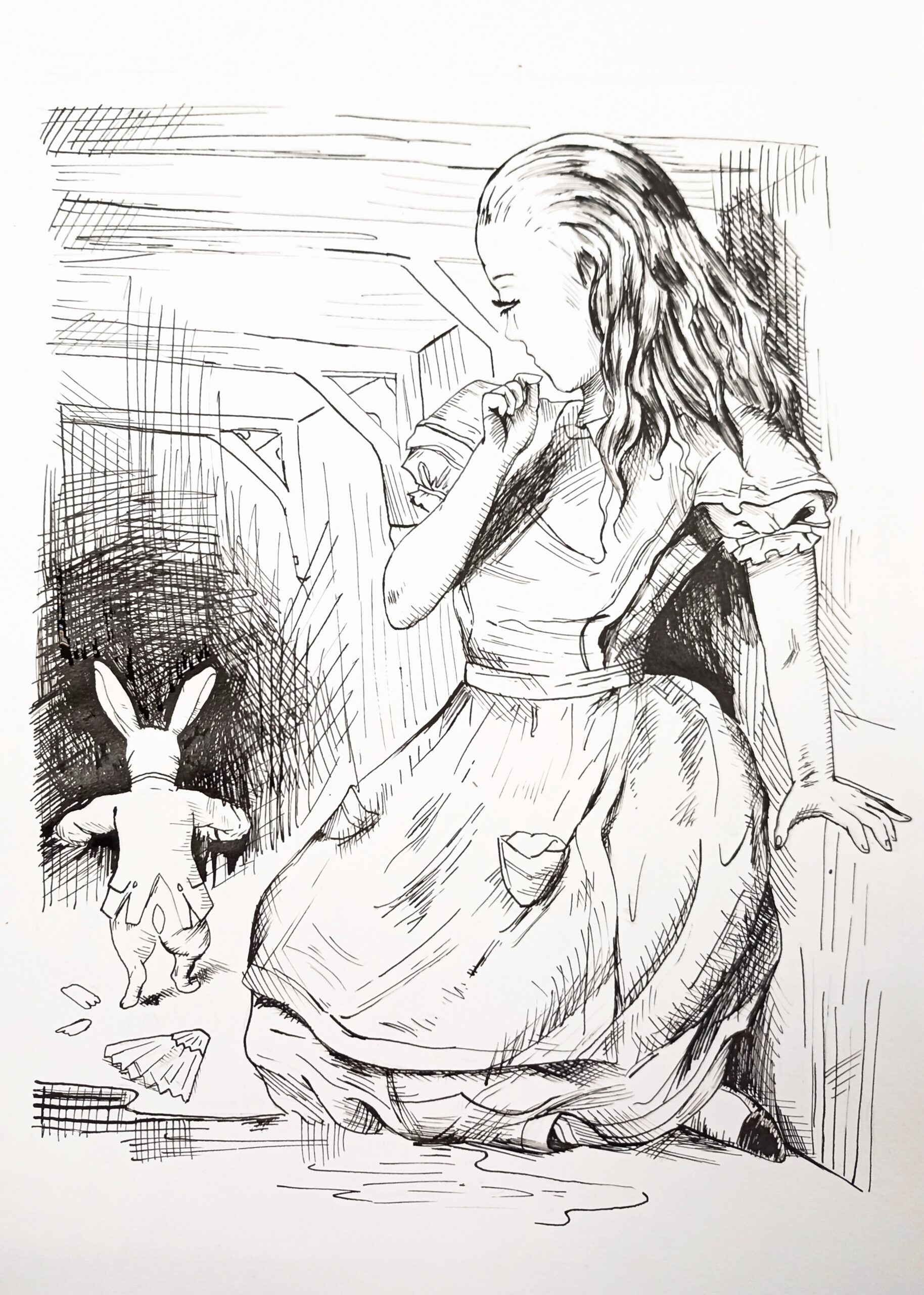 Copia de una ilustración de John Tenniel para Alicia en el país de las maravillas.