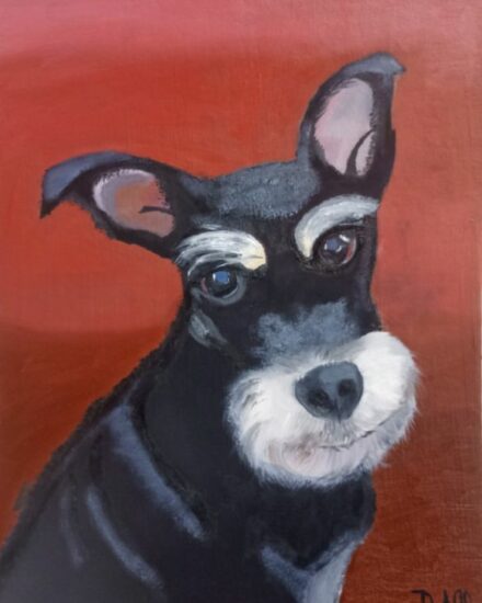 Retrato al óleo de su perro por Daniel LL. 14 años